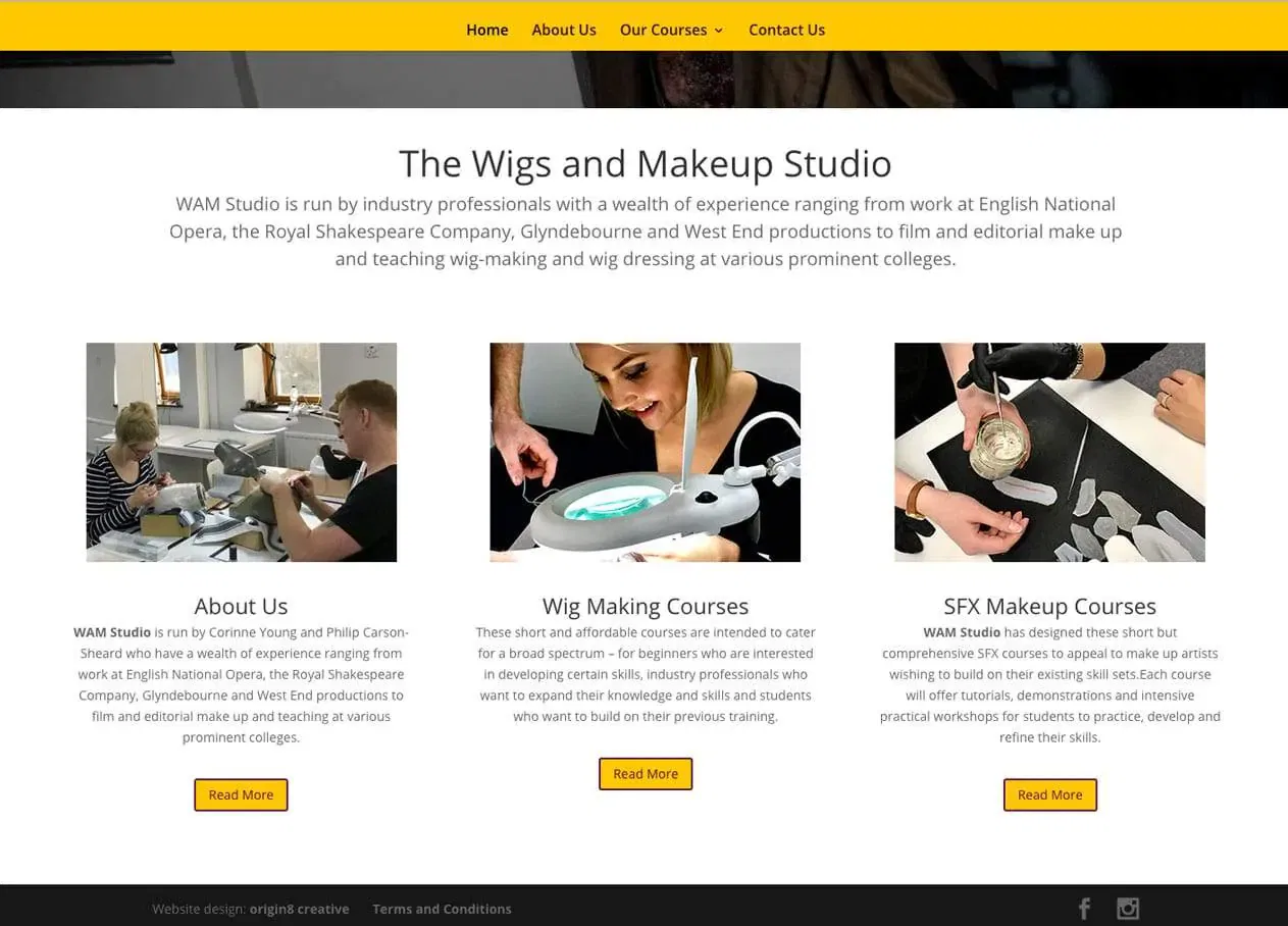 wam website home page design