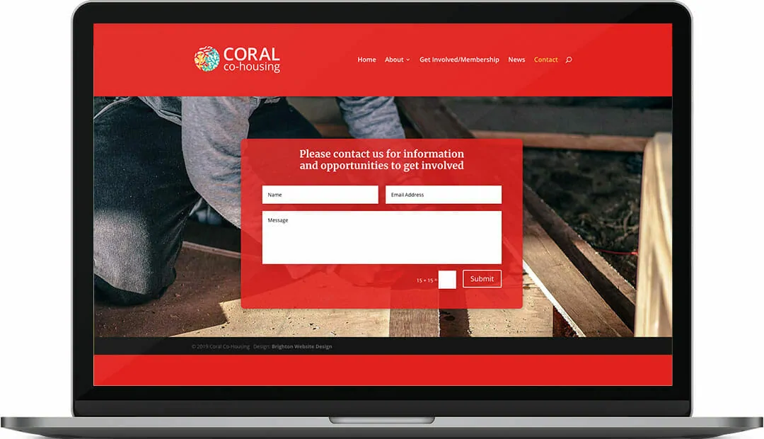 Coral Co-housing contact website design