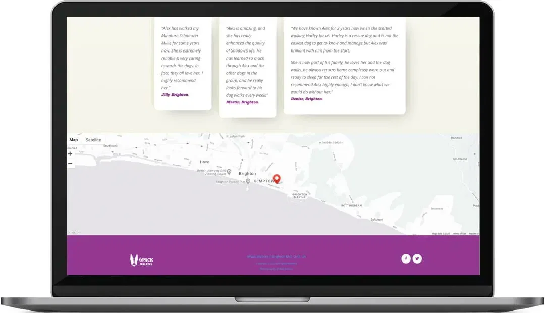 Brighton dog walking website design testimonials