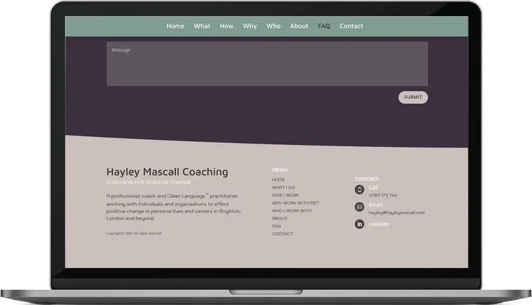 Hayley Mascall coaching web design footer Hayley Mascall | Coach Hayley Mascall coaching web design footer