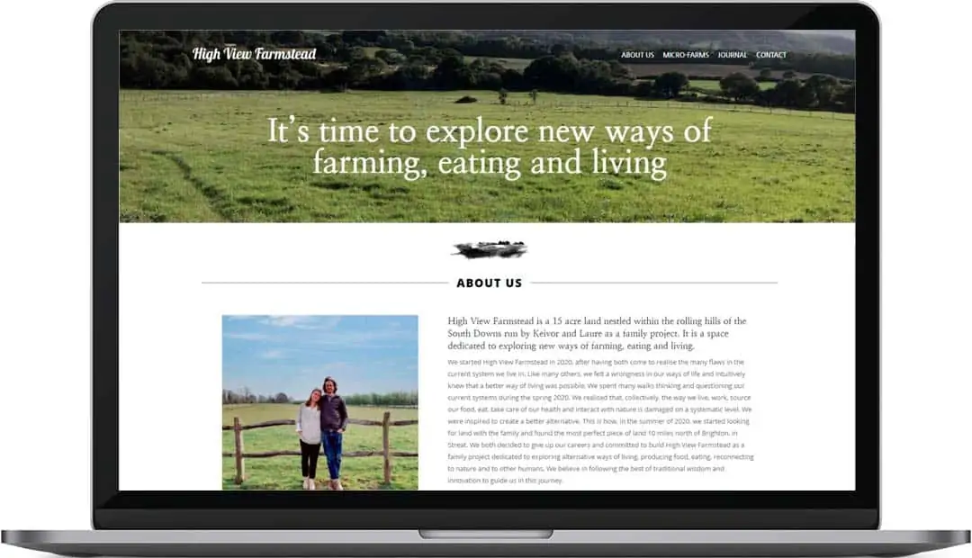 High View Farmstead web design home page