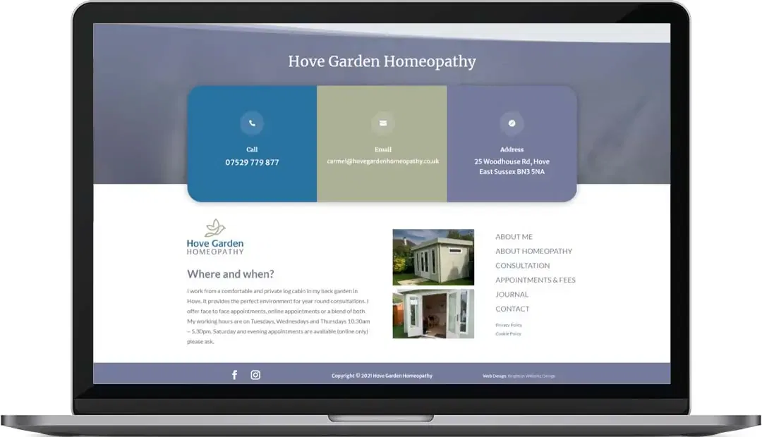 Hove Garden Homeopathy Web Design Footer