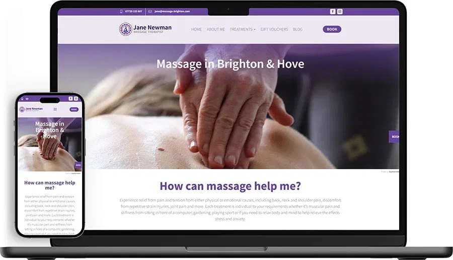 Massage Brighton Home page website design