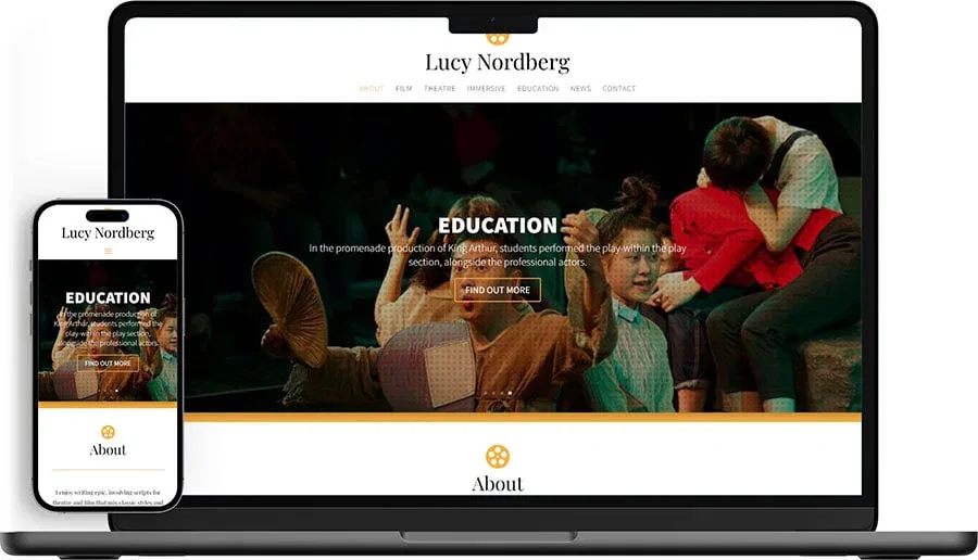 Lucy Nordberg Home Page web design top section