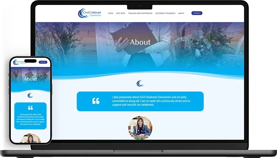 Civil Celebrant Connection web design about