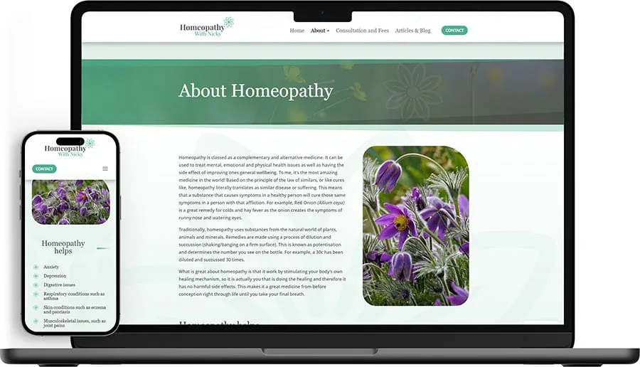 Homeopathy with Nicky Logo and web design About Homeopathy