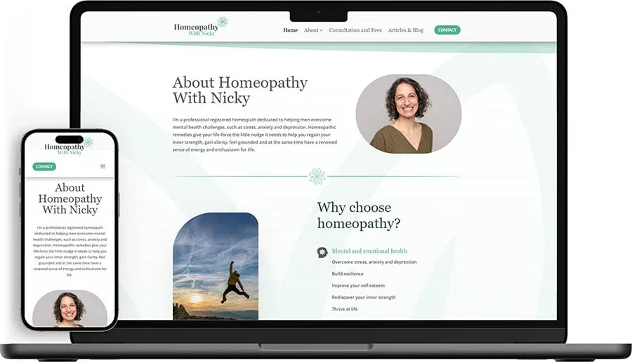 Homeopathy with Nicky Logo and web design Home