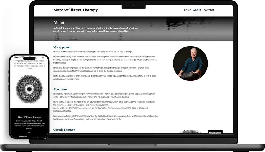 Marc Williams Therapy Website Design About