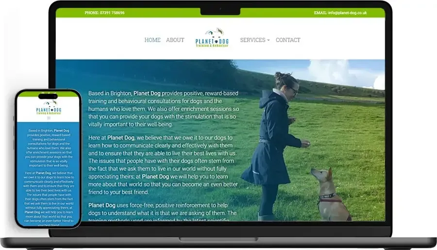 Planet Dog Web Design home page Brighton Website Design | creating modern, responsive websites Planet Dog | Website Design