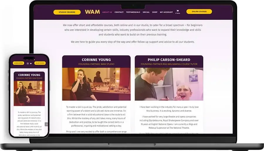 WAM About web design The Wigs and Makeup Studio | Refresh and LMS WAM About web design