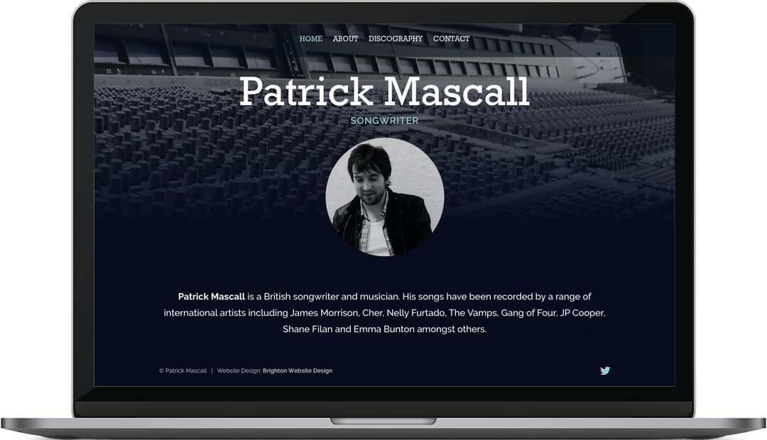 Patrick Mascall home page web design layout