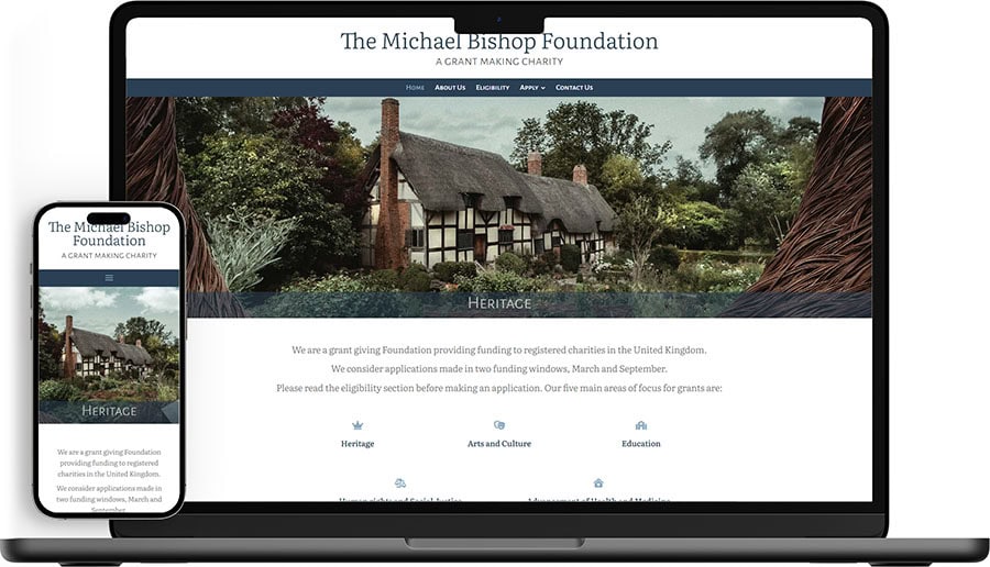 The Michael Bishop Foundation web designer Hove home page