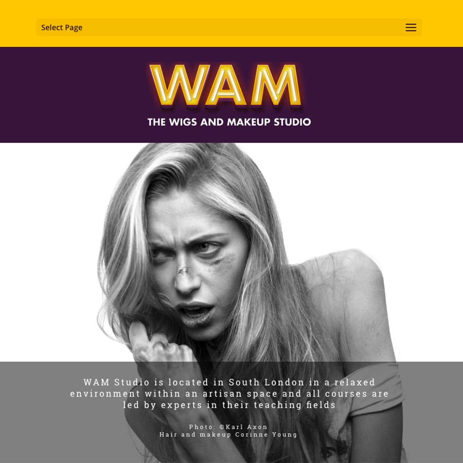 Wigs and Makeup website design