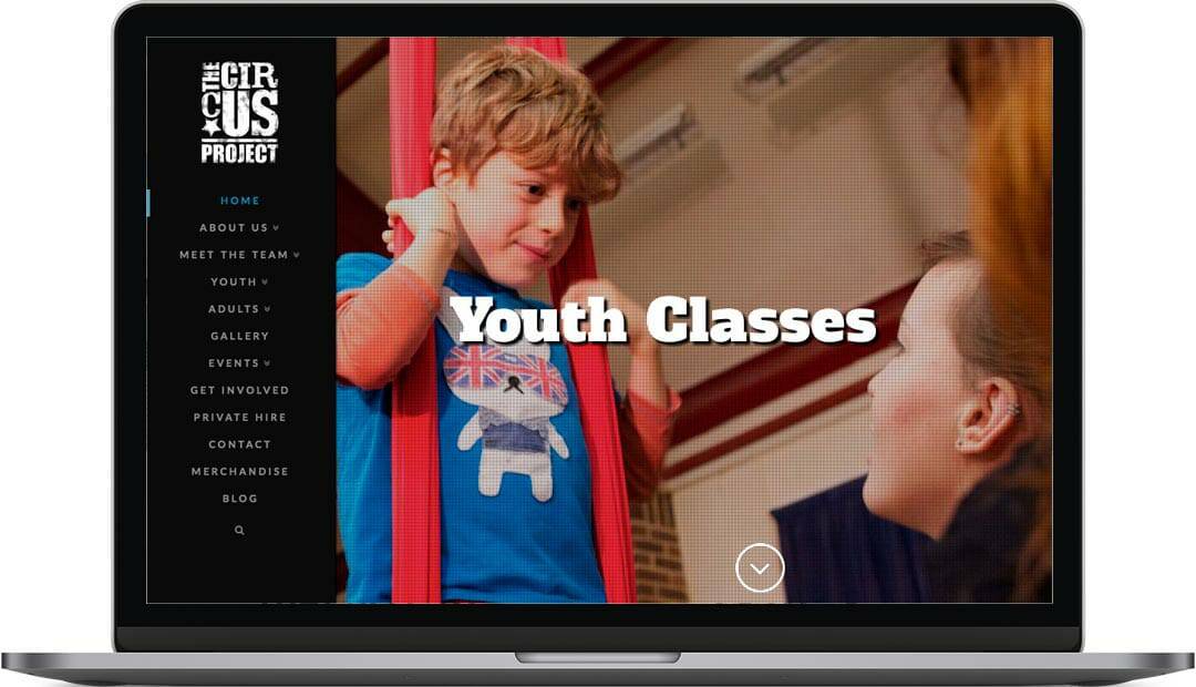 Circus charity web design The Circus Project | Brighton Charity Website Design Circus web design home page