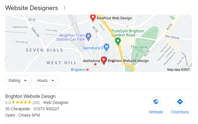 Google Business SERP